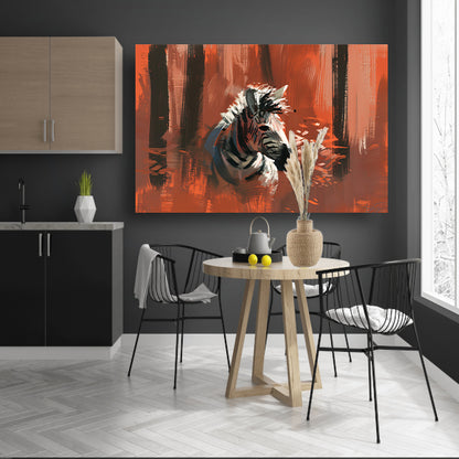 Abstracte zebra in kleurrijk boslandschap poster
