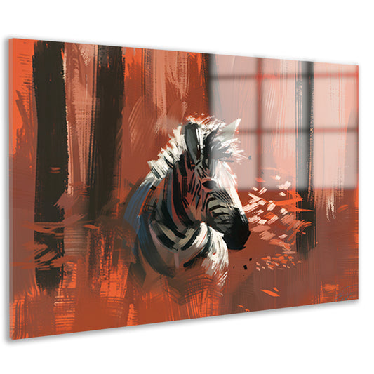 Abstracte zebra in kleurrijk boslandschap acrylglas
