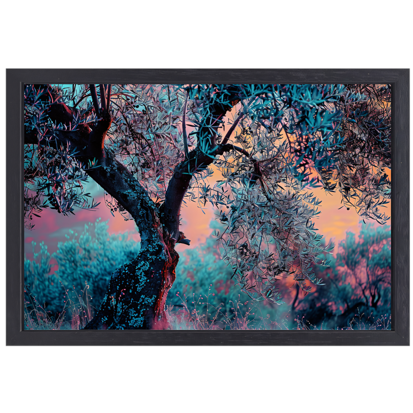 Impressionistische Nachtbomen canvas met baklijst