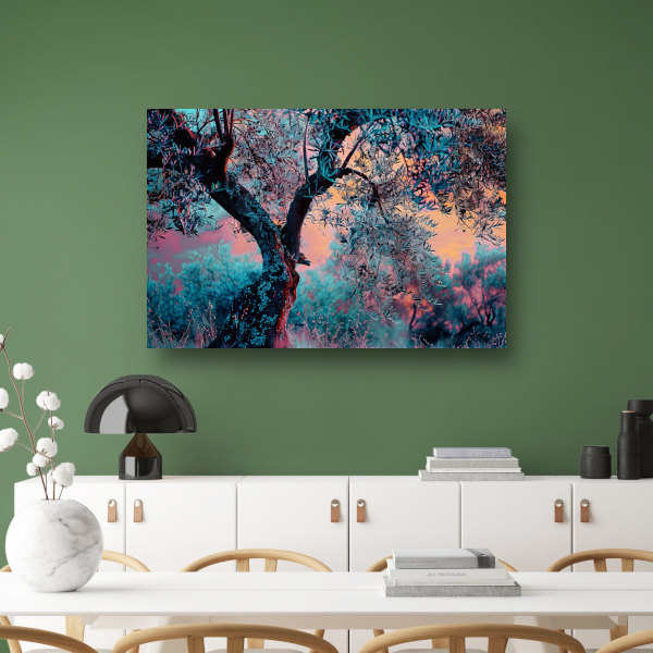 Impressionistische Nachtbomen canvas met baklijst