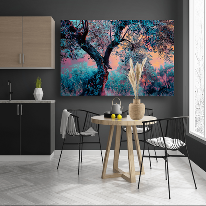 Impressionistische Nachtbomen canvas met baklijst