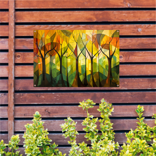 Abstracte Bomen en Stedelijk Landschap tuinposter