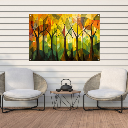 Abstracte Bomen en Stedelijk Landschap tuinposter