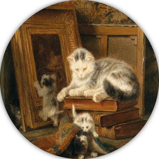 Verstoppertje - Henriette Ronner-Knip aluminium muurcirkel