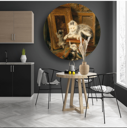 Verstoppertje - Henriette Ronner-Knip aluminium muurcirkel