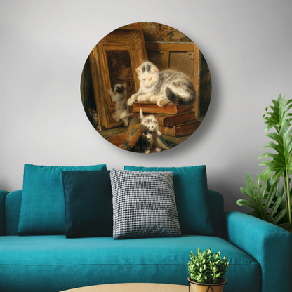 Verstoppertje - Henriette Ronner-Knip aluminium muurcirkel