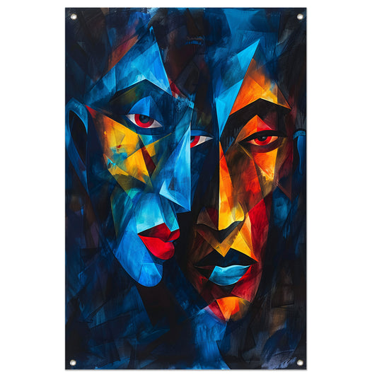 Kubistisch Portret met Twee Gezichten tuinposter