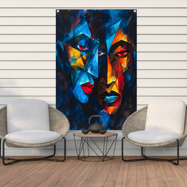 Kubistisch Portret met Twee Gezichten tuinposter