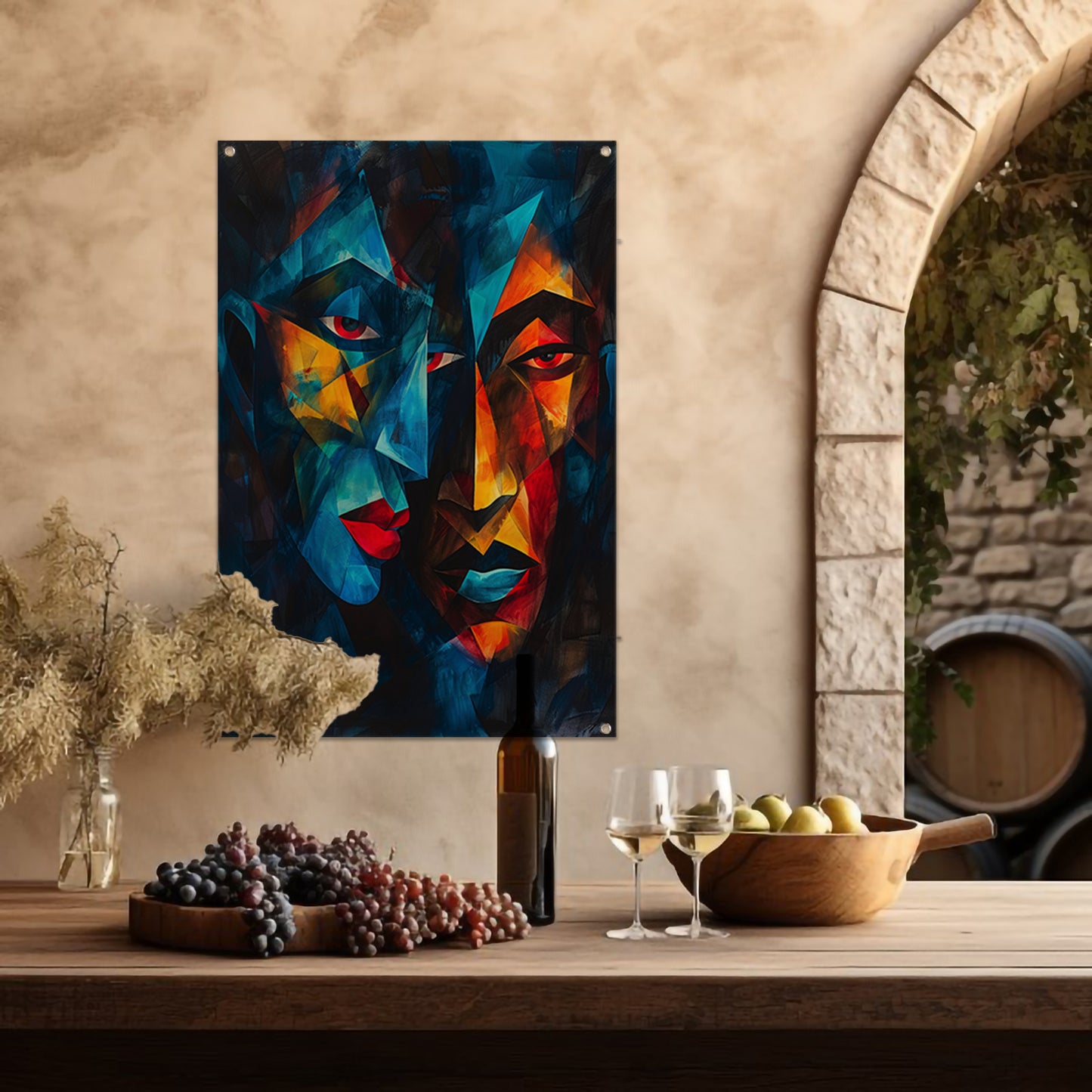 Kubistisch Portret met Twee Gezichten tuinposter