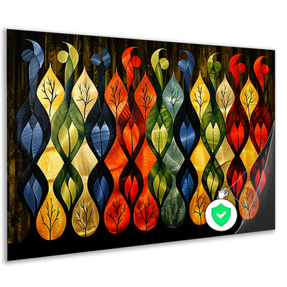 Kleurrijke abstracte bomen in verschillende stijlen poster