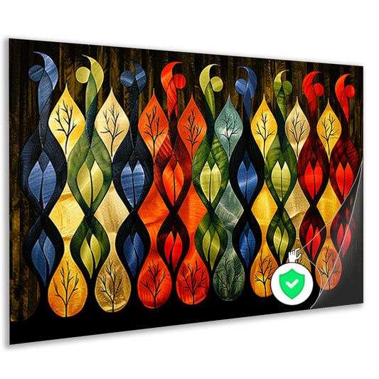 Kleurrijke abstracte bomen in verschillende stijlen poster