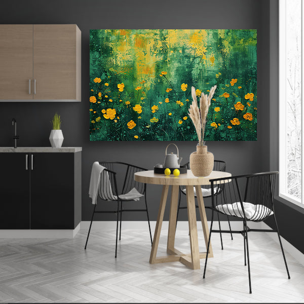 Kleurrijk bloemenveld in popart stijl canvas