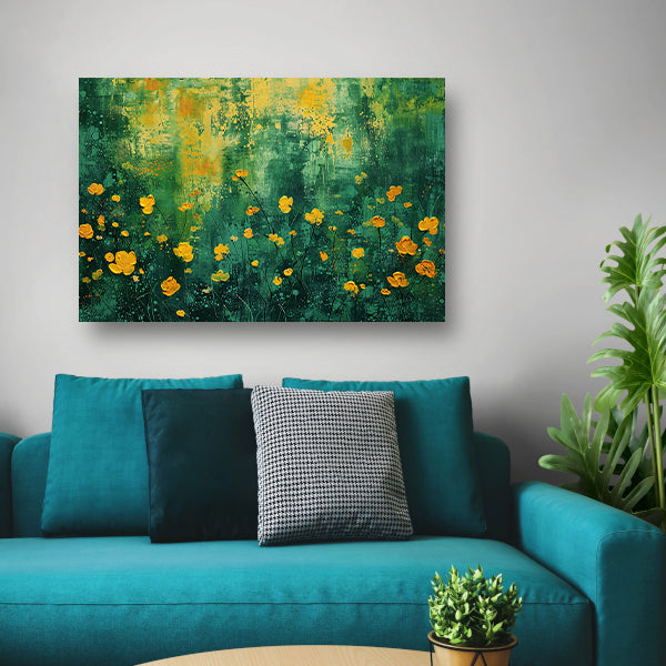 Kleurrijk bloemenveld in popart stijl acrylglas