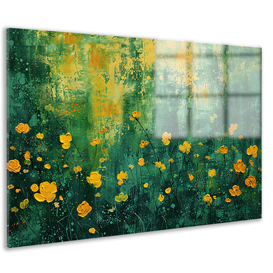 Kleurrijk bloemenveld in popart stijl acrylglas