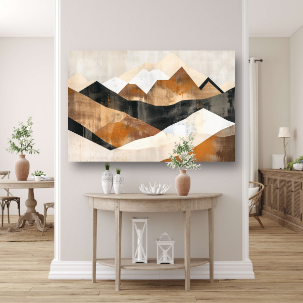 Abstracte Geometrische Bergen in Monochroom canvas