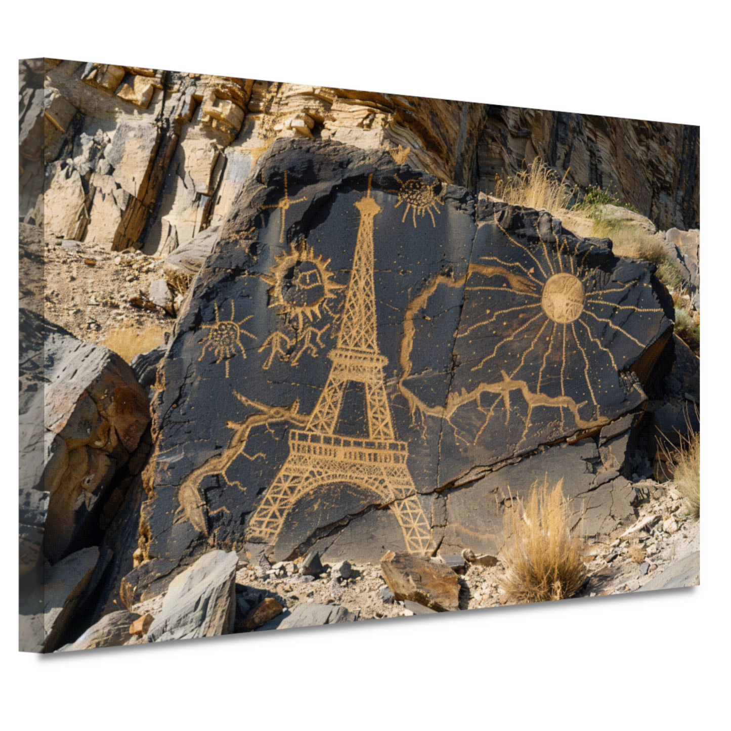 Eiffeltoren als prehistorische rotstekening canvas