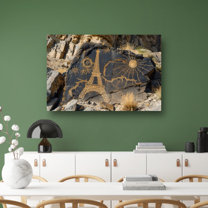 Eiffeltoren als prehistorische rotstekening canvas