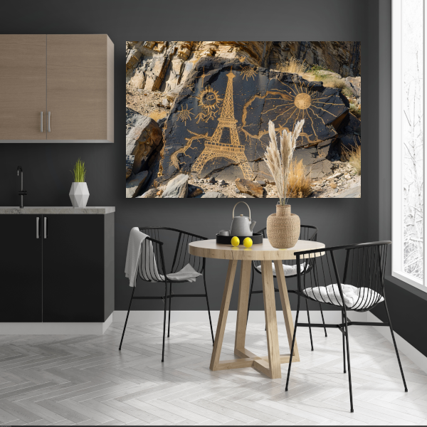 Eiffeltoren als prehistorische rotstekening canvas