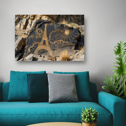 Eiffeltoren als prehistorische rotstekening canvas