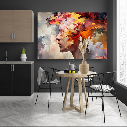 Vrouwelijke abstractie in lijnen canvas