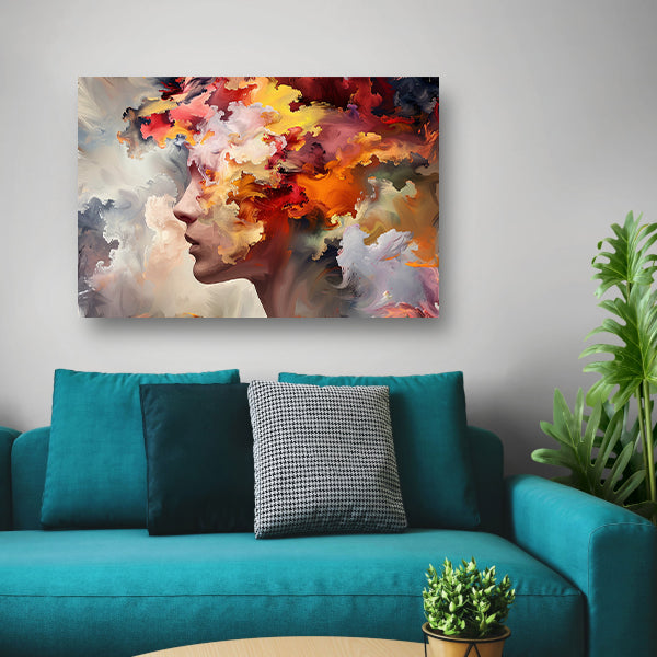 Vrouwelijke abstractie in lijnen canvas