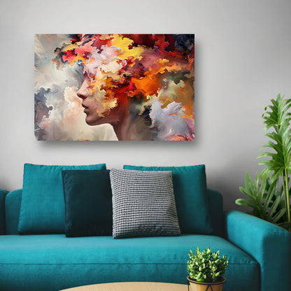 Vrouwelijke abstractie in lijnen canvas
