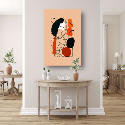 Abstracte Vormen en Lijnen in Oranje en Zwart poster