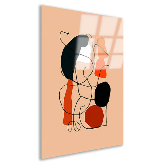 Abstracte Vormen en Lijnen in Oranje en Zwart acrylglas