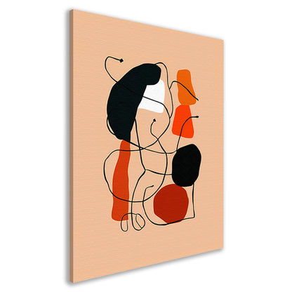 Abstracte Vormen en Lijnen in Oranje en Zwart canvas