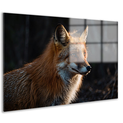 Prachtige vos in het donkere bos acrylglas