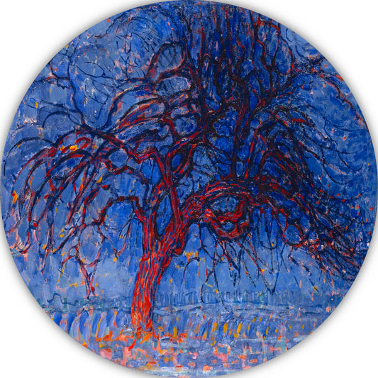 De rode boom - Piet Mondriaan aluminium muurcirkel