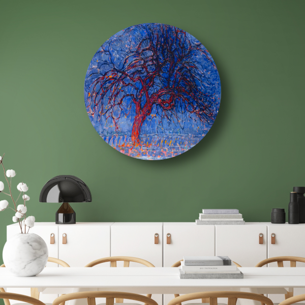 De rode boom - Piet Mondriaan aluminium muurcirkel