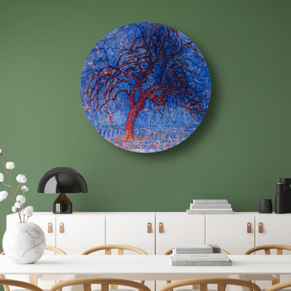 De rode boom - Piet Mondriaan aluminium muurcirkel