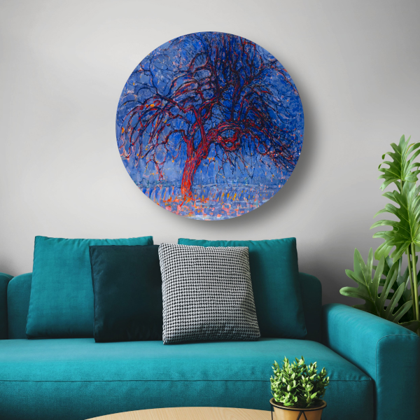 De rode boom - Piet Mondriaan aluminium muurcirkel