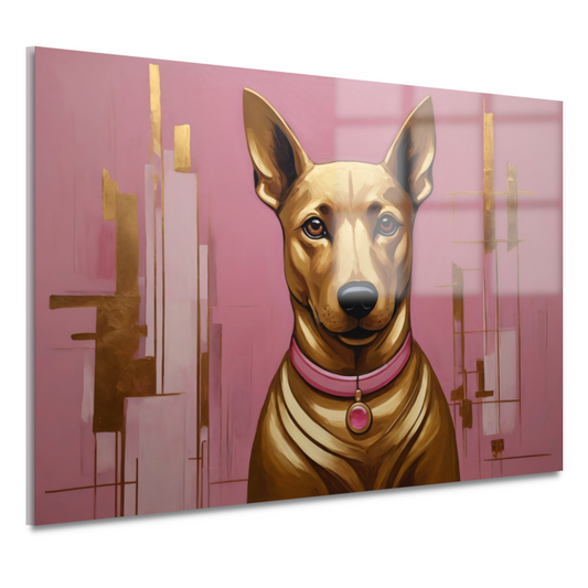 Elegante Hond in Roze en Goud acrylglas