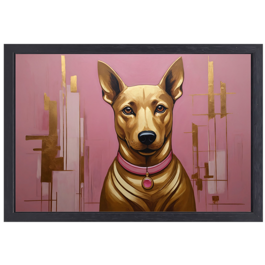Elegante Hond in Roze en Goud canvas met baklijst
