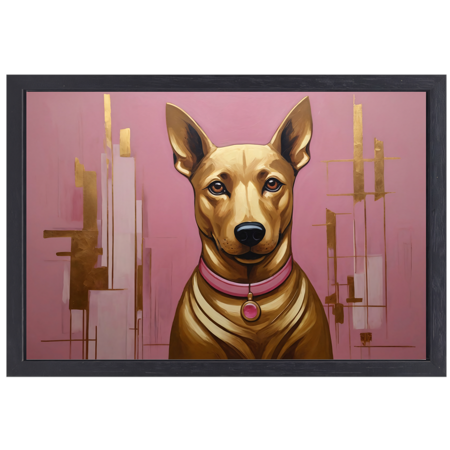 Elegante Hond in Roze en Goud canvas met baklijst
