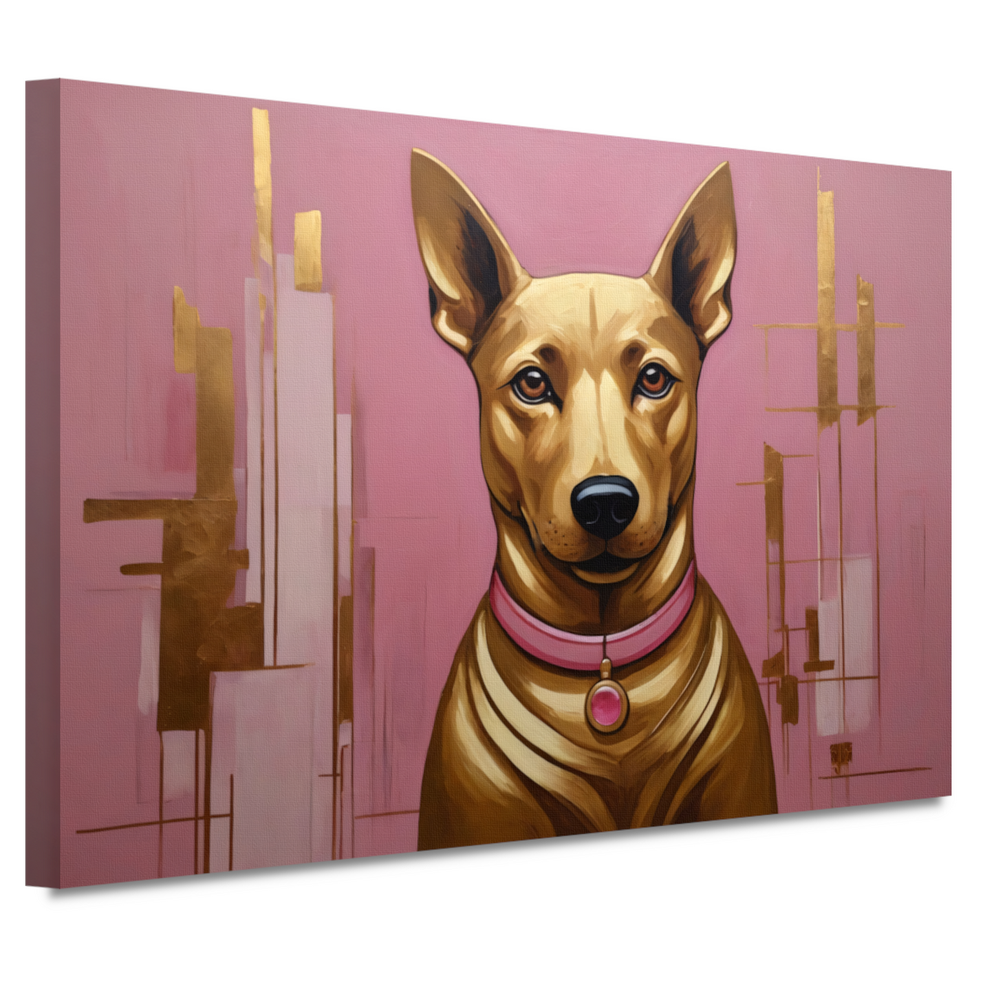 Elegante Hond in Roze en Goud canvas