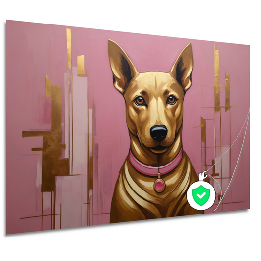 Elegante Hond in Roze en Goud poster