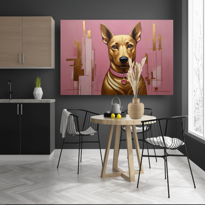 Elegante Hond in Roze en Goud canvas