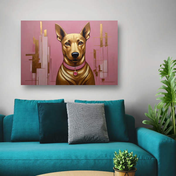 Elegante Hond in Roze en Goud canvas