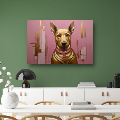 Elegante Hond in Roze en Goud poster
