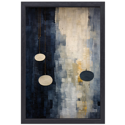 Drie cirkels, minimalistische muurdecoratie canvas met baklijst