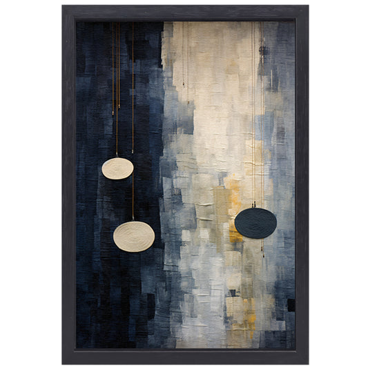 Drie cirkels, minimalistische muurdecoratie canvas met baklijst
