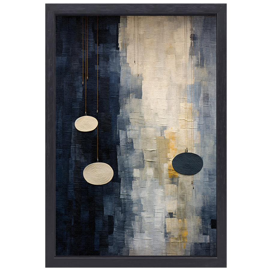 Drie cirkels, minimalistische muurdecoratie canvas met baklijst