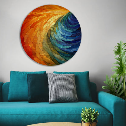 Kleurrijk abstract patroon kunstwerk voor interieur aluminium muurcirkel