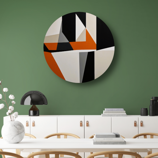 Abstract geometrisch spel van oranje en zwart forex muurcirkel