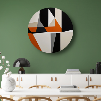 Abstract geometrisch spel van oranje en zwart forex muurcirkel