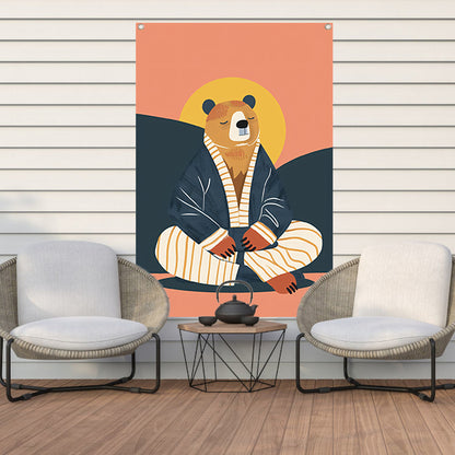 Mediterende Beer in Pyjama tuinposter
