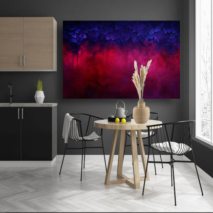 Abstracte paarse en rode rook met bladeren acrylglas